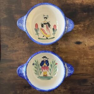 FAIENCERIE DE PORNIC FRANCE Quimper style bowl w/ the name of Alexandre /Lucie